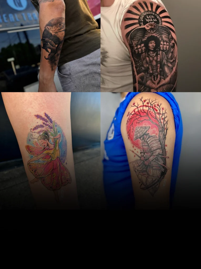 Colagem com estilos diferentes de tatuagem